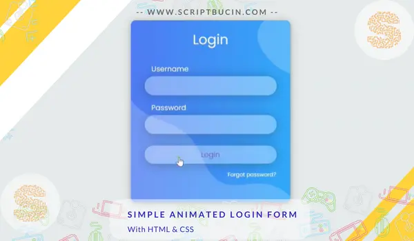 Script code animated login form free 